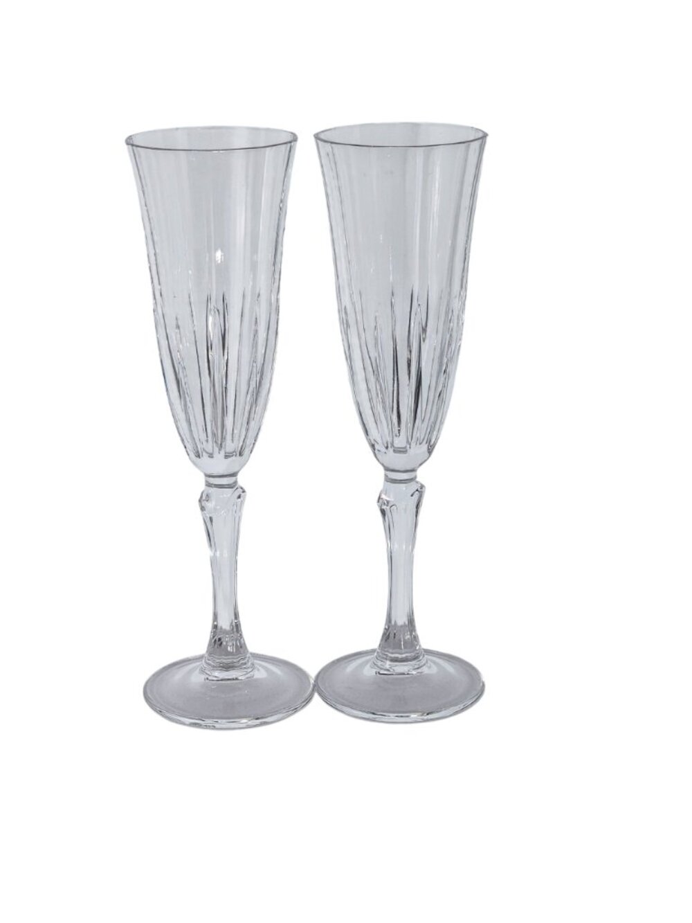 2 RCR Recital Champagne Glasses 9" Royal Crystal Rock flutes cut glass glam vtg - Picture 8 of 11